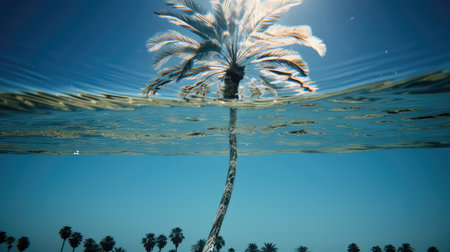 pool transparent palm treeの素材