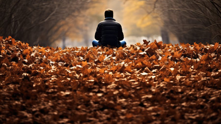 peaceful piles of leavesの素材