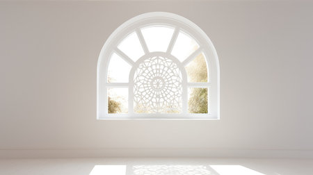 decorative white wall with windowの素材