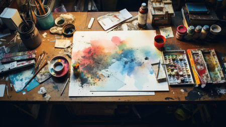 weathered wooden table overheadの素材