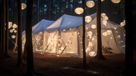 glowing white tentの素材