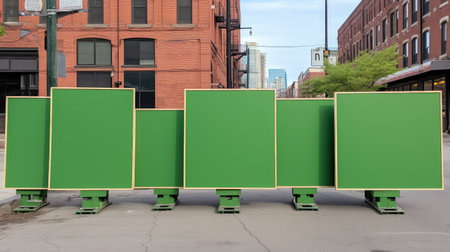 stacked blank green street signの素材