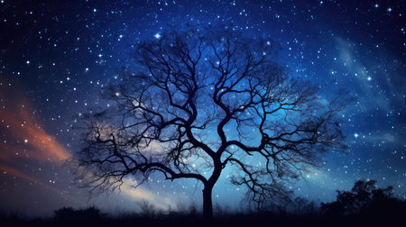 night tree leaves skyの素材