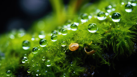 pearls water drops on greenの素材