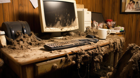 disorder home office computer messの素材