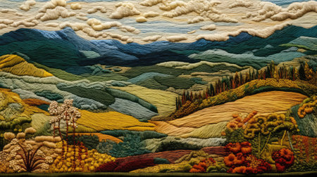 landscape embroidered textureの素材