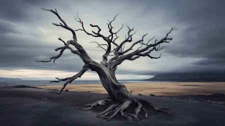 barren dead tree trunkの素材