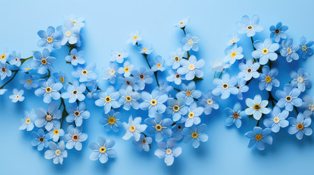 whimsical blue background flowersの素材