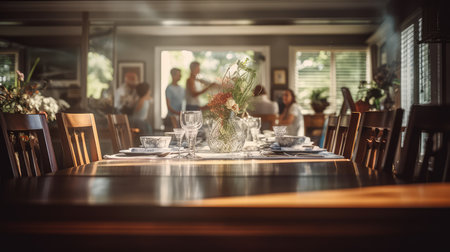 focus blurred inside of home interior illustration anticipation gathering, friends family, meal st focus blurred inside of home interiorの素材