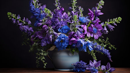 iris blue purple flowers illustration periwinkle delphinium, geranium clematis, aster veronica iris blue purple flowersの素材