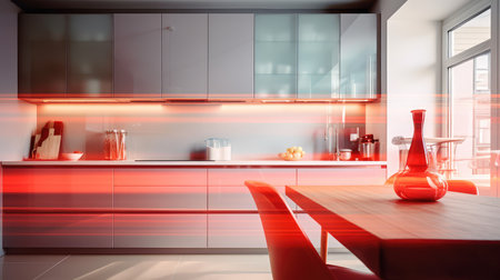 countertops blurred blurred interior illustration appliances movement, energy vibrant, colors background countertops blurred blurred interiorの素材