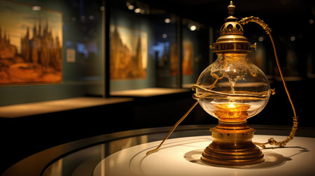 glass biblical oil lamp illustration display viewers, intricate details, historical context glass biblical oil lampの素材