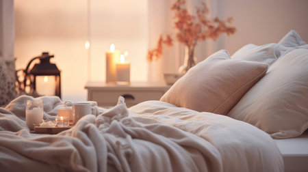 photograph blurred interior design samples illustration cozy bedroom, lighting muted, ambiance relaxation photograph blurred interior design samplesの素材