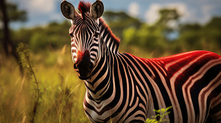 wildlife red black stripes illustration field close, up animal, coat striking wildlife red black stripesの素材