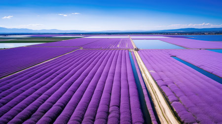lake blue and purple water illustration aerial view, vibrant color, harmony reflection lake blue and purple waterの素材