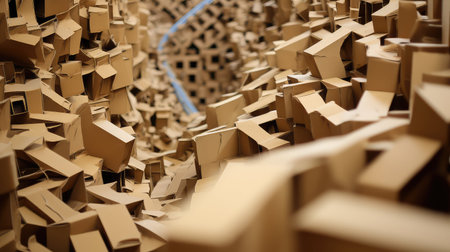 photograph cardboard conveyor belt illustration perspective camera, patterns overlapping, pieces highlights photograph cardboard conveyor beltの素材