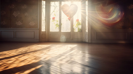 photograph heart sun illustration window light, floor rays, colors shapes photograph heart sunの素材