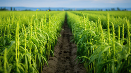 plants harvest asparagus green illustration foliage breeze, abundance rows, tall slender plants harvest asparagus greenの素材