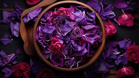 shded red cabbage vegetableの素材