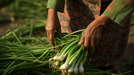 organic salad green onionの素材