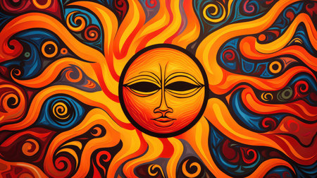 spiral sun hand drawnの素材