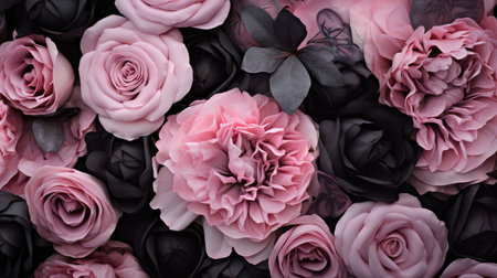 peonies pastel pink blackの素材