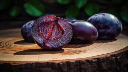 cutting slice plum isolatedの素材