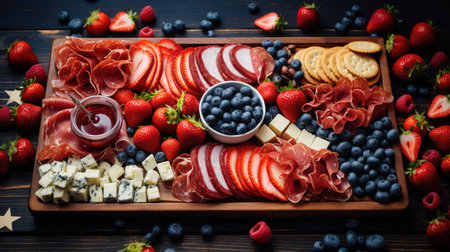 charcuterie red white and blue foodの素材