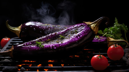 charred purple eggplantの素材