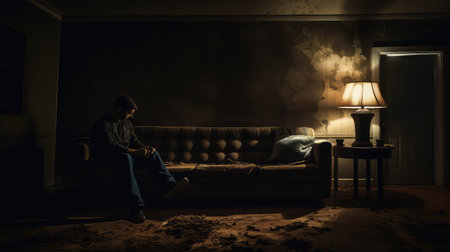 contemplation alone in houseの素材