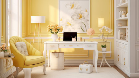 feminine yellow home officeの素材