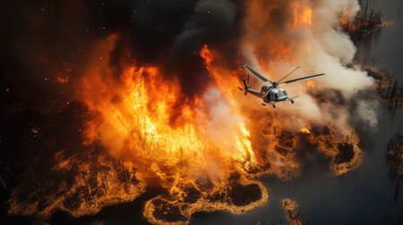 helicopter field on fireの素材