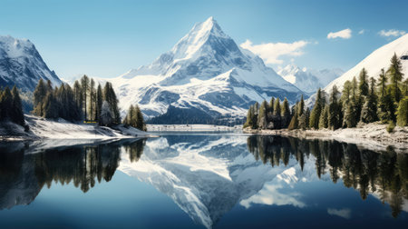 snow mountain on whiteの素材