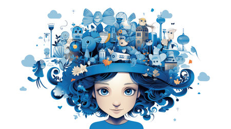 characters head illustration blueの素材