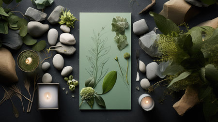 wooden green leaf invitationの素材