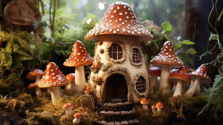 dewdrops mushroom toadstool houseの素材