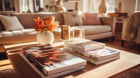 cozy magazine on tableの素材