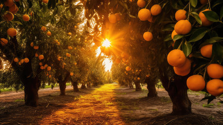 grove orange on treeの素材