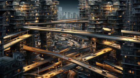 urbanization road overheadの素材