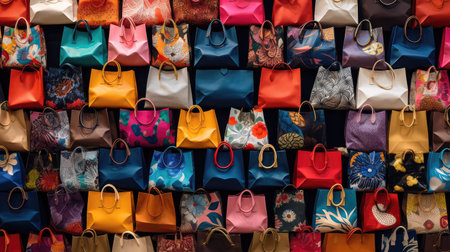 organized shopping bag backgroundの素材