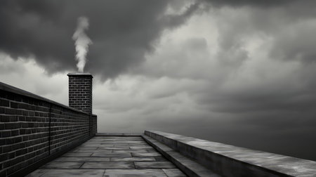 chimney roof black and whiteの素材