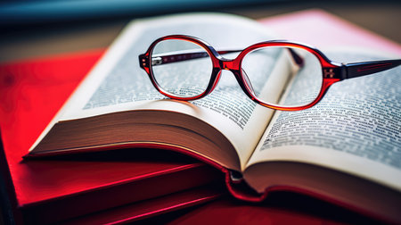 photo red reading glassesの素材