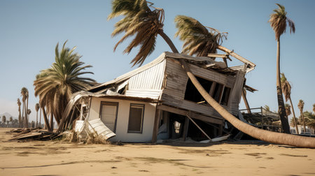 fronds wind damage palm tree houseの素材