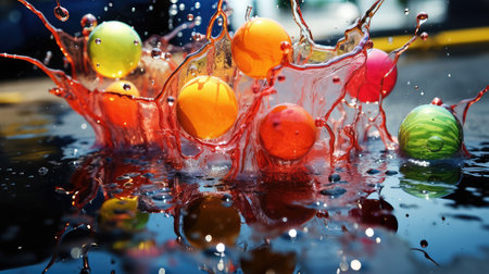 droplets water balloon splashの素材