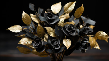 centerpiece black and gold leavesの素材