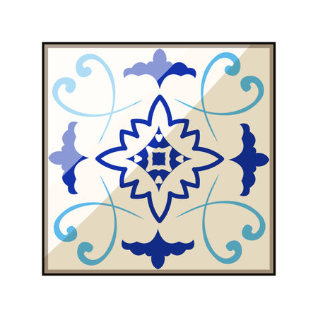 ceramic arabic mosaic tile cartoon vector illustrationのイラスト素材