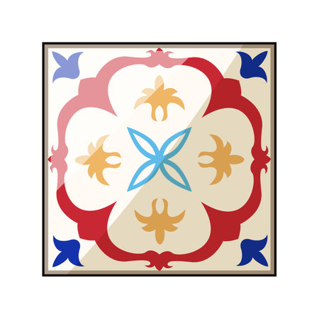 geometric arabic mosaic tile cartoon vector illustrationのイラスト素材