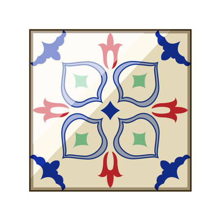 decorative arabic mosaic tile cartoon vector illustrationのイラスト素材