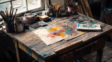 workshop wooden table surfaceの素材