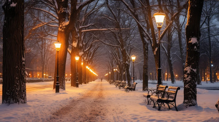 winter snow night treesの写真素材